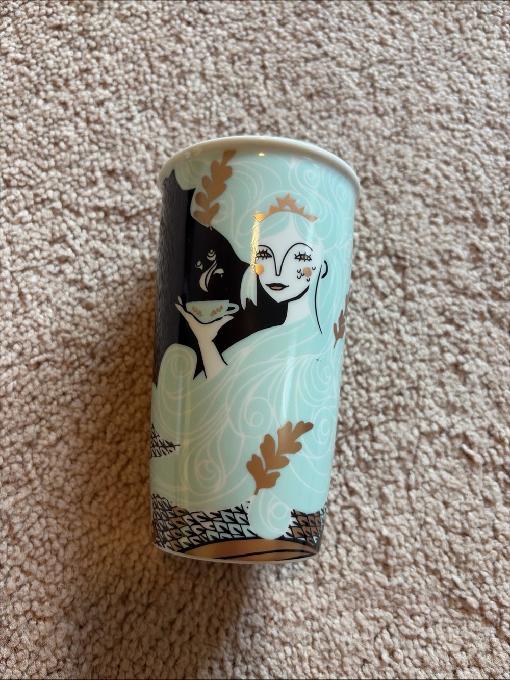 STARBUCKS Mermaid Siren Limited Holiday Ceramic Tumbler Travel Mug 12 oz
